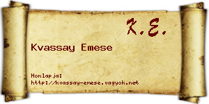 Kvassay Emese névjegykártya